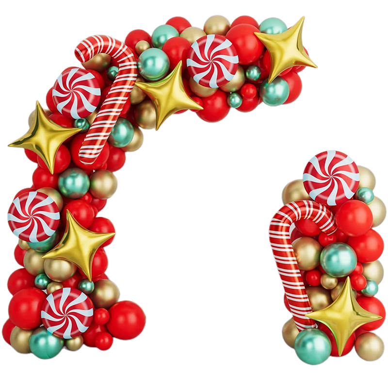 146pcs Xmas Ornaments Party Decor Balloons Christmas Garland Arch Kit Large Crutch Candy Star Foil Ballons Gold Red Green Latex Ho8965554