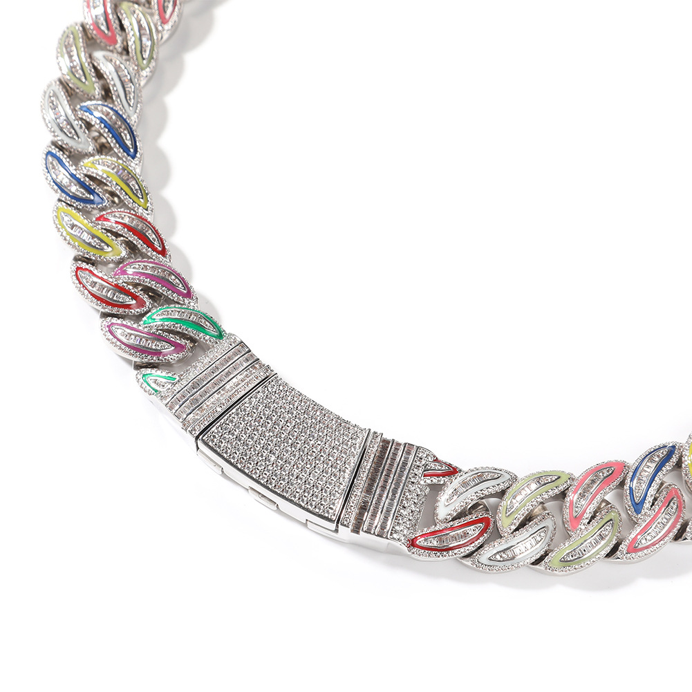 20mm Hip Hop Seven Colored Glow in the Dark Tennis Cuban Chain Bling Zircon Diamond Mens Rap Jewelry