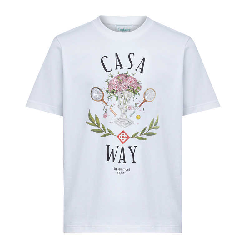 Csablanca 23SS casa way t shirt tennis racket bouquet letter print tees casual round neck men and women short sleeved T-shirt, 01
Csablanca 23SS casa way t shirt tennis racket bouquet letter print tees casual round neck men and women short sleeved T-shirt, 01