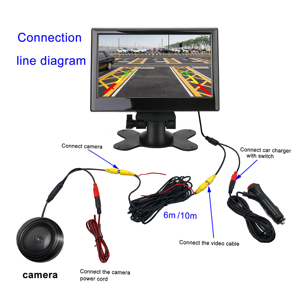 7 Inch Car Video Monitor Safe Parking Reversing Rear-view Display Monitors Support Camera Universal Auto Accessories