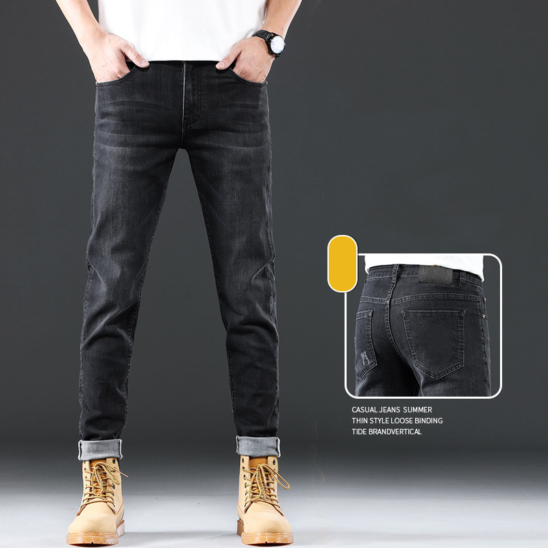 2022 New JEANS Autumn winter Pants pant Men's trousers Stretch close-fitting jeans cotton slacks washed straight business casual
