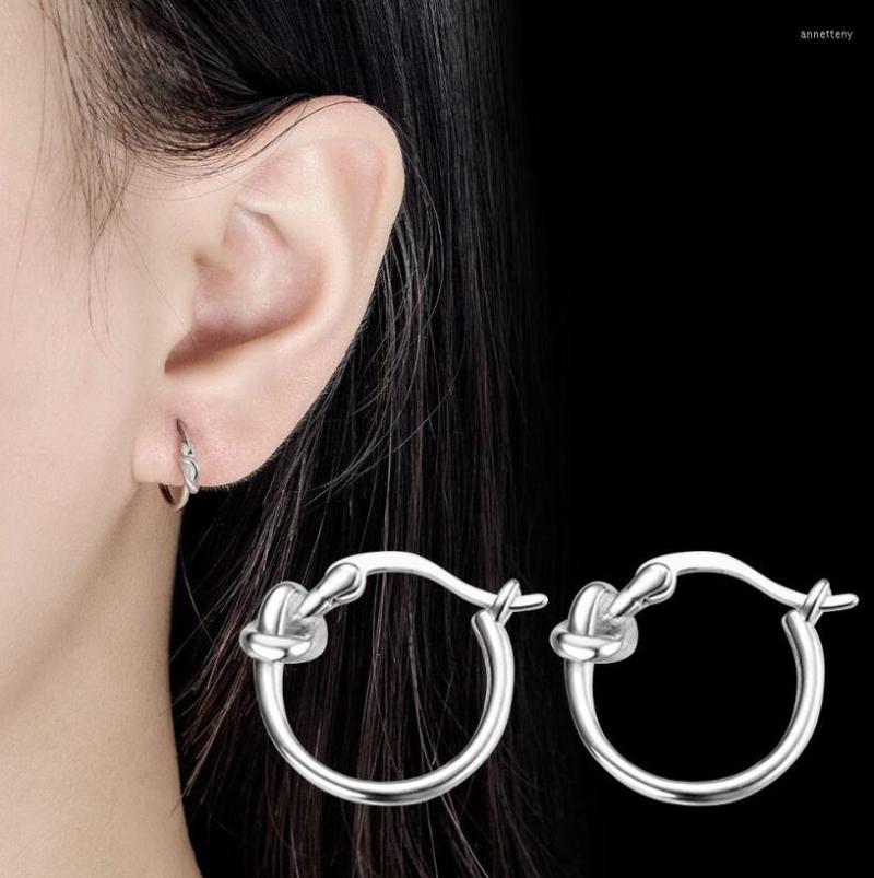 Hoop Earrings Fashion Woman 2022 Gold 925 Sterling Silver Personalized Tie A Knot Small