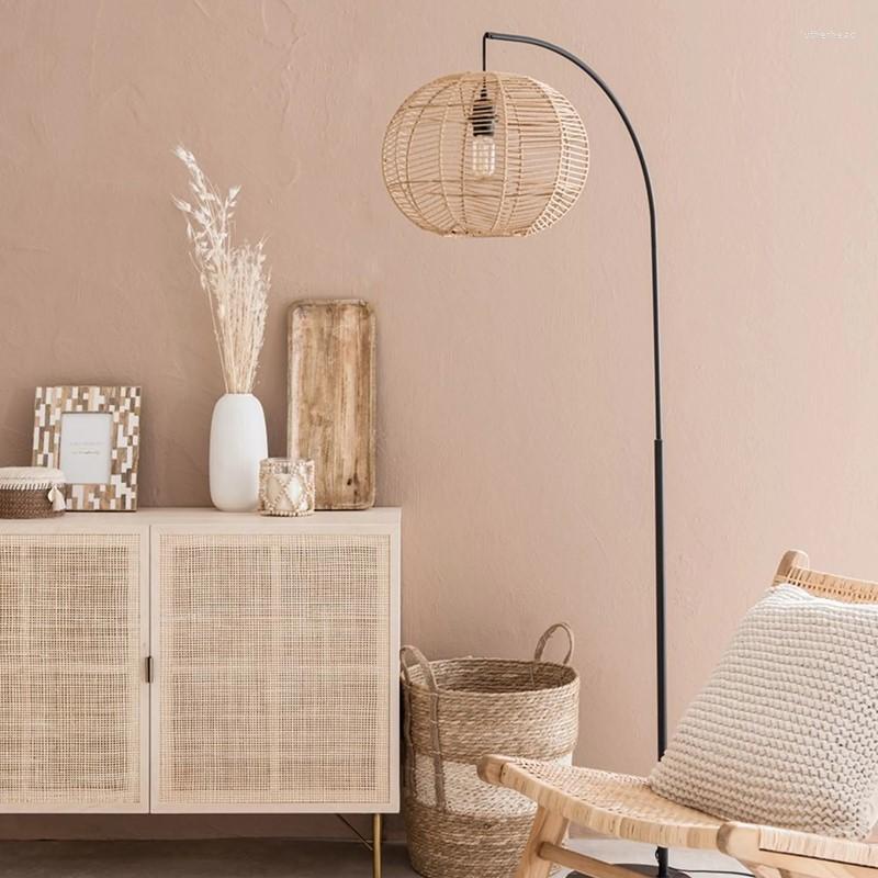 Lamps Floor Handmade Rattan Vintage Standing Lamp For Living Room Sofa Corner Bedroom Study Bedside Light Home Decoration
