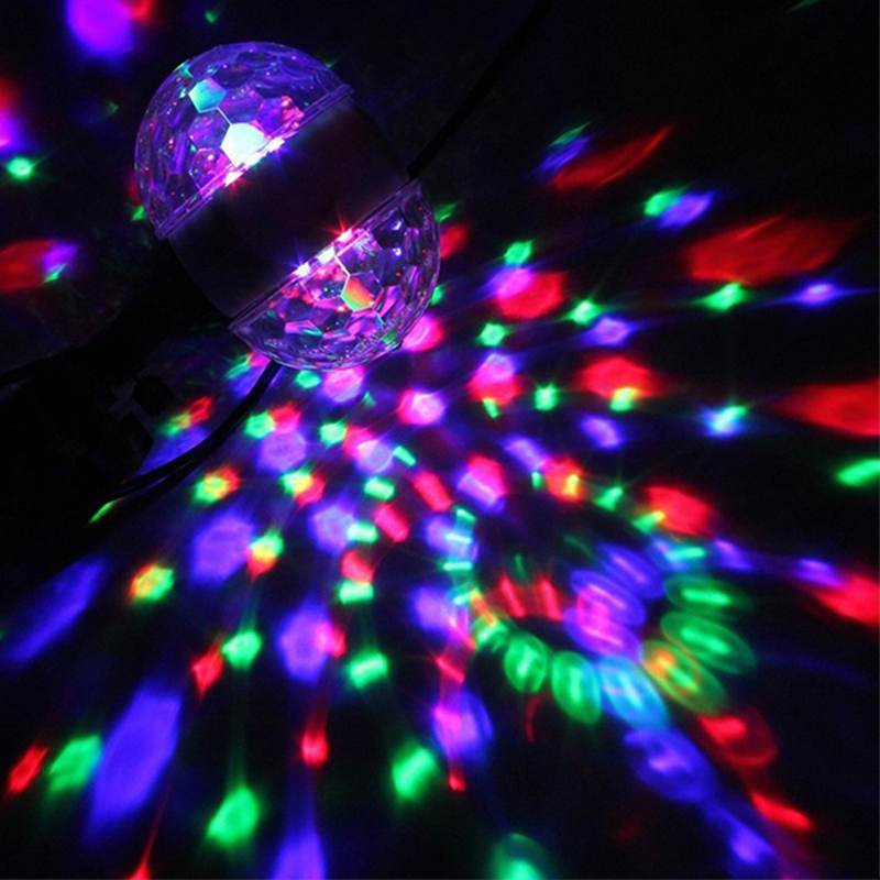 E27 B22 6W LED Effects Double Head RGB LED Bulb Magic Crystal Ball Stage Lights Colorful Auto Rotating Disco Light