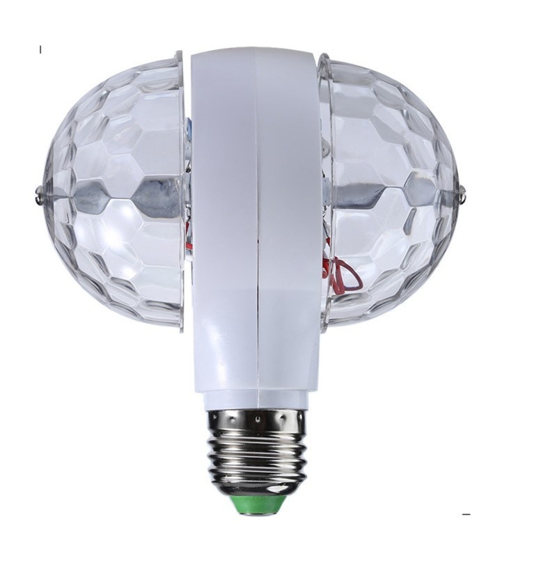 E27 B22 6W LED Effects Double Head RGB LED Bulb Magic Crystal Ball Stage Lights Colorful Auto Rotating Disco Light
