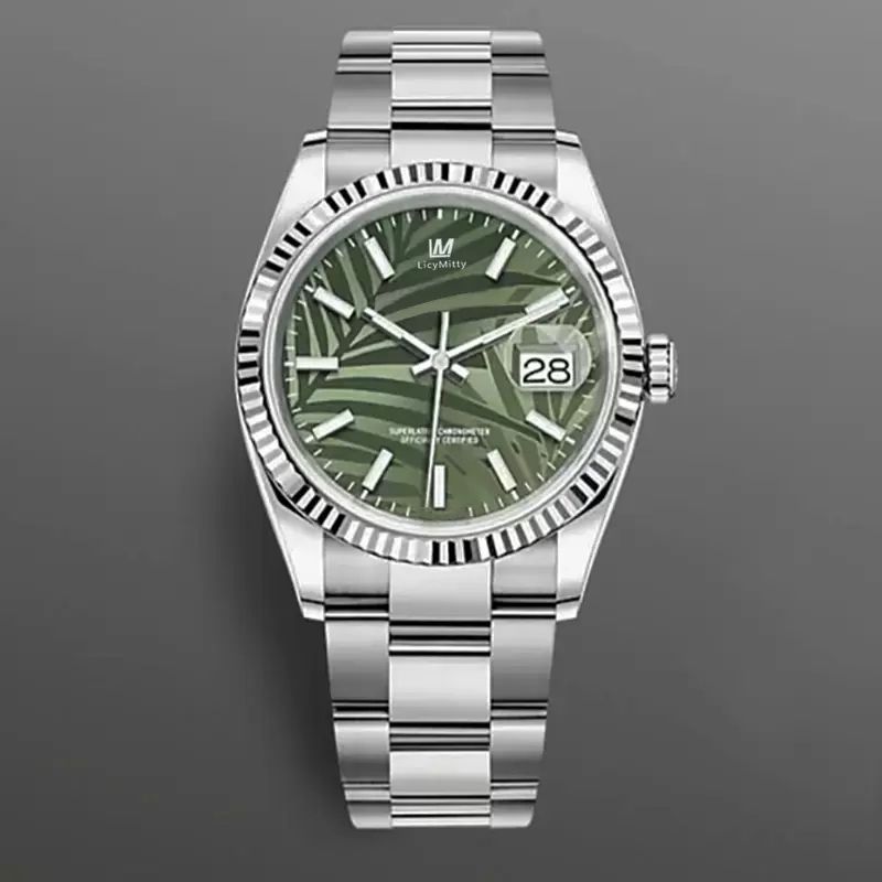 New Luxury Watches 41mm Green Leaf Stripe Print Dial Sapphire Crystal Stainless Steel Automatic Mechanical Wristwatches, Bag
New Luxury Watches 41mm Green Leaf Stripe Print Dial Sapphire Crystal Stainless Steel Automatic Mechanical Wristwatches, Bag