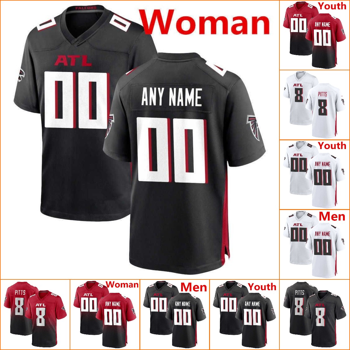 Jersey Wholesale Custom Men womens youth Atlanta''Falcons''8 Kyle Pitts 5 DRAKE LONDON 1 Marcus Mariota 18 Calvin''Ridley Football, Color8
Jersey Wholesale Custom Men womens youth Atlanta''Falcons''8 Kyle Pitts 5 DRAKE LONDON 1 Marcus Mariota 18 Calvin''Ridley Football, Color8