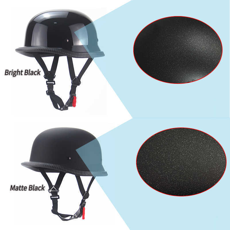 Cycling Helmets 1X M/L/XL Vintage Motorcyc Cruiser Helmet Half Face German Helmet Motorcyc Helmet Bright Black Car-styling DOT L221014