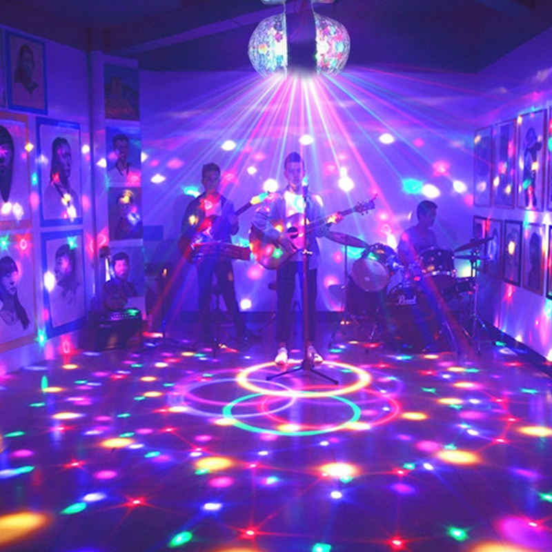 E27 B22 6W LED Effects Double Head RGB LED Bulb Magic Crystal Ball Stage Lights Colorful Auto Rotating Disco Light