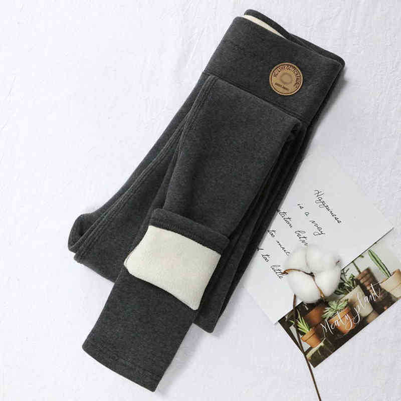 Women's Warm Leggings Soft with Fleece Thermal Pants Gray High Waist Leggings Skinny Thick Velvet Winter Leggings for Women H1221