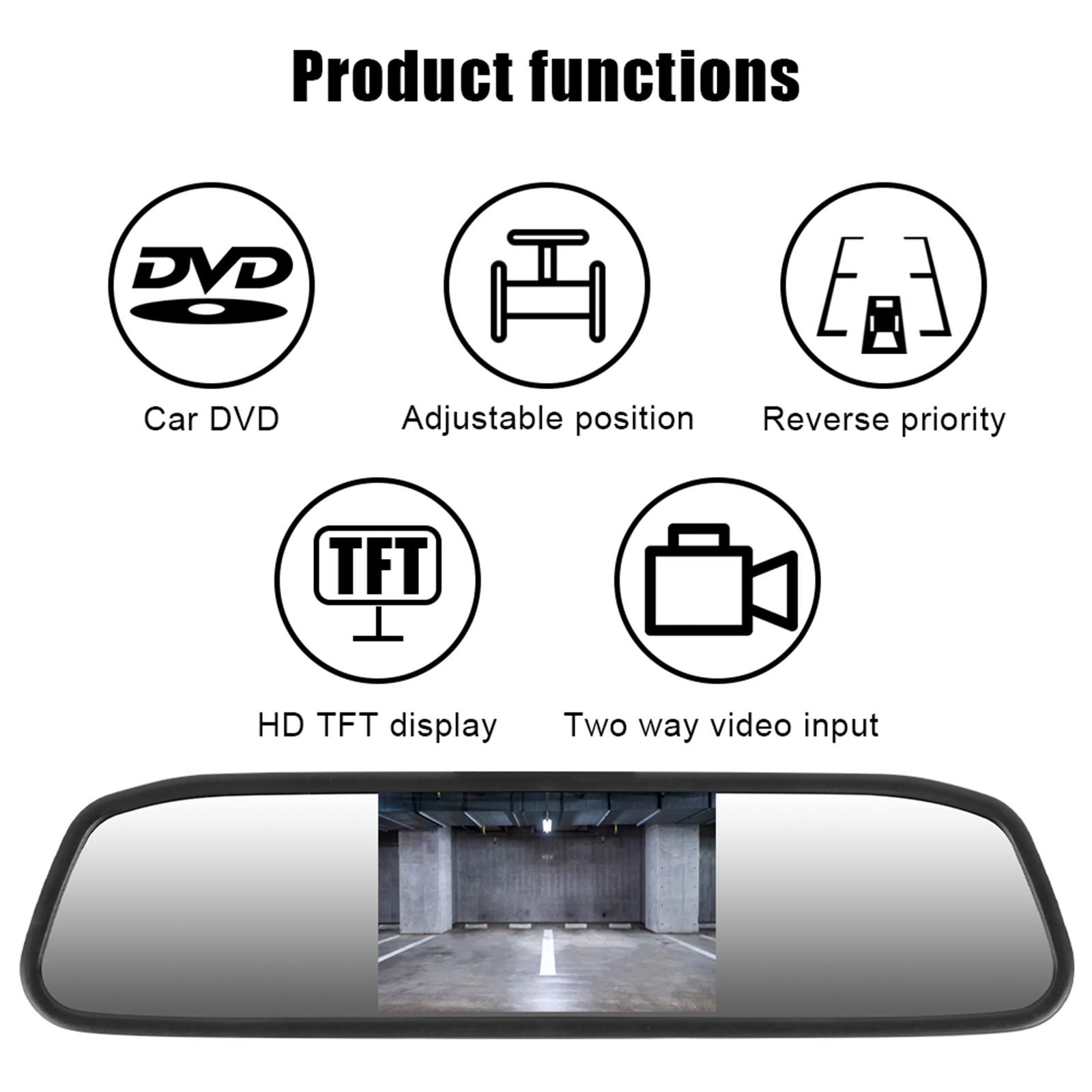 Car HD Video Auto Parking Monitor 8 LED Night Vision CCD Rear View Camera 4.3" 5" TFT LCD Car Rearview Mirror