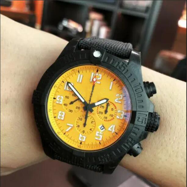 top designer watches for new version Men's Watch 50 mm Yellow dial XB0170E4 VK Quartz Chronograph Working Nylon strap Excellent Wristwatches