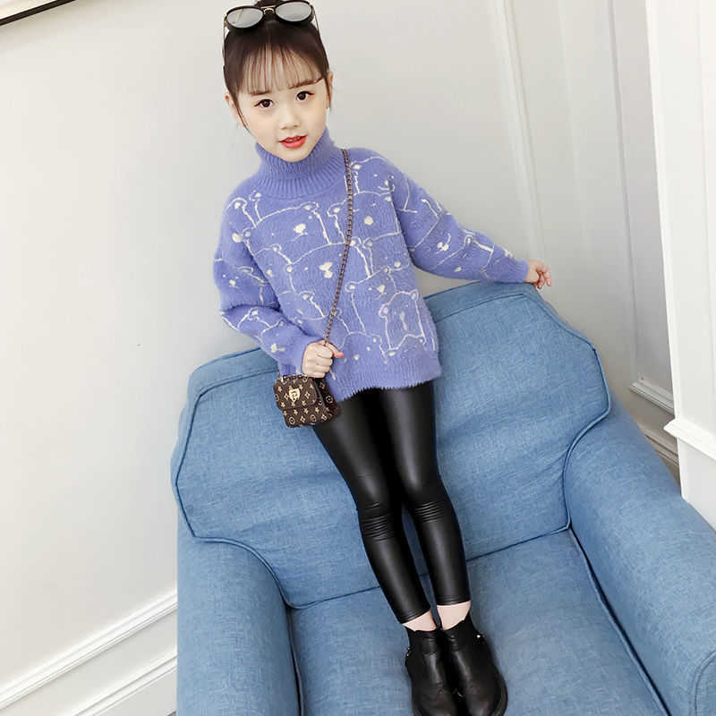 Pullover Girls Autumn Sweater High-neck Fleece Winter Thickened Plush Fleece Bottoming Shirt Fall Clothes for Kids Toddler 8 12 Years Old T221021