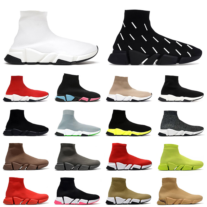 

designer 2022 mens women casual speed socks shoes 2.0 triple black white beige platform sneakers vintage 17fw paris men sock boots trainers jogging, D26 black pink 36-40