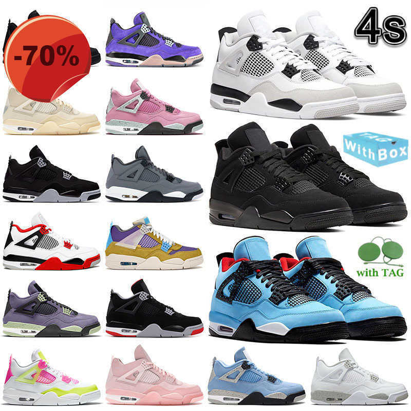 

2023 BootS Jumpman 4 Basketball Shoes Canvas Sneakers Buty Trainers Designer University Blue Military Black Cat 4S Pink Womens Fire Red Thunder White, J75 36-47 black royal