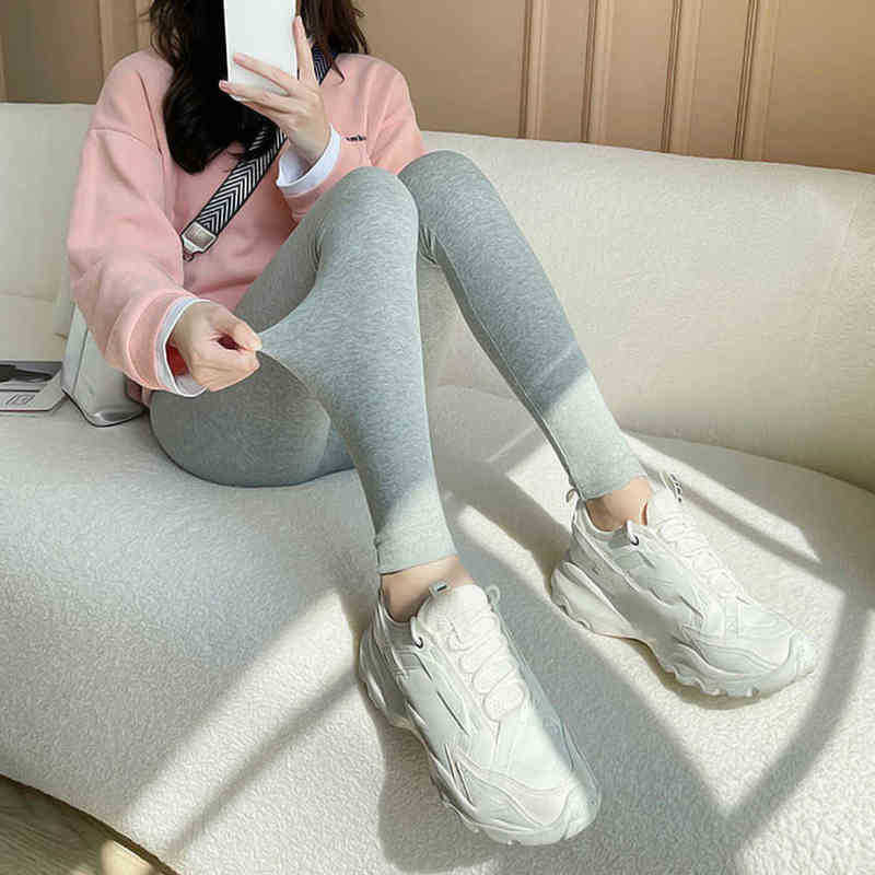 Women's Warm Leggings Soft with Fleece Thermal Pants Gray High Waist Leggings Skinny Thick Velvet Winter Leggings for Women H1221