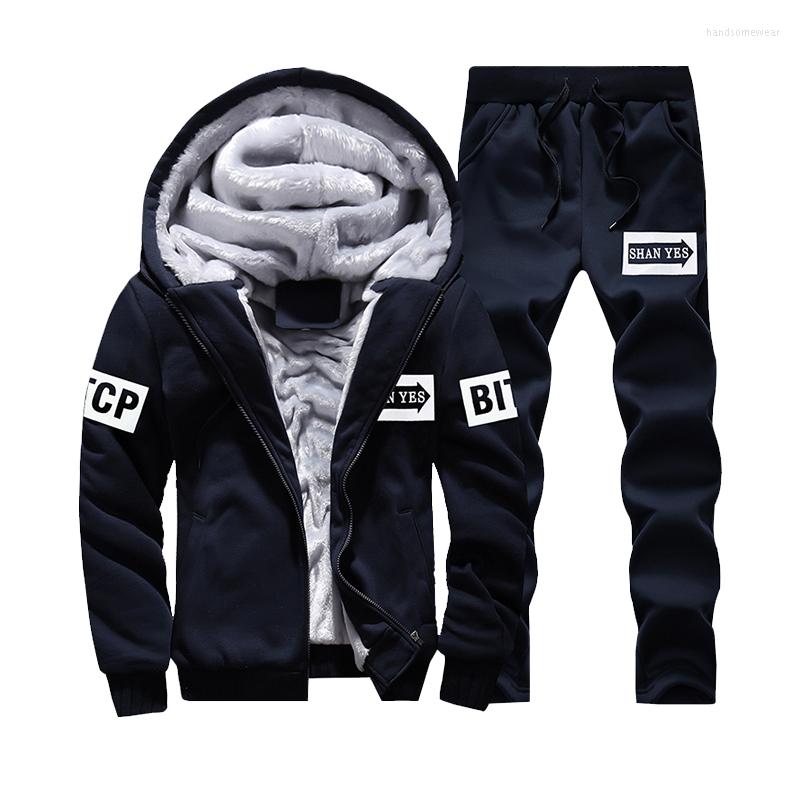 men winter cashmere two-piece Tracksuits of large-size casual sportswear suit for men loose coat