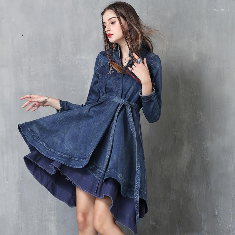 Women' Trench Coats Johnature Coat Belt Women Clothes 2022 Autumn Vintage Denim Asymmetric Length Leisure Concise Full Sleeve Long, Blue
Women' Trench Coats Johnature Coat Belt Women Clothes 2022 Autumn Vintage Denim Asymmetric Length Leisure Concise Full Sleeve Long, Blue