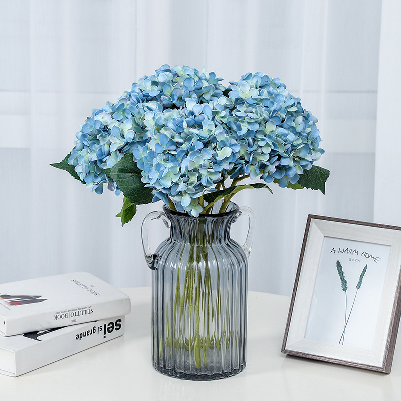 Wedding decorations Flowers 55cm Artificial Hydrangea Flower Head Fake Silk Single Real Touch Hydrangeas 15 Colors for Centerpieces Home Decorative