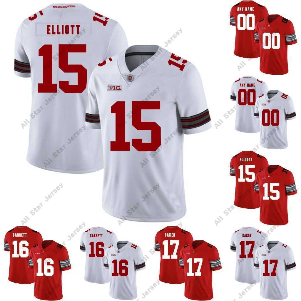 Football Jerseys Mens Women Youth Ohio State Buckeyes # Ezekiel Elliott J.T. Barrett Joey Bosa Jerome Baker College Football Stitched Jerseys White Red