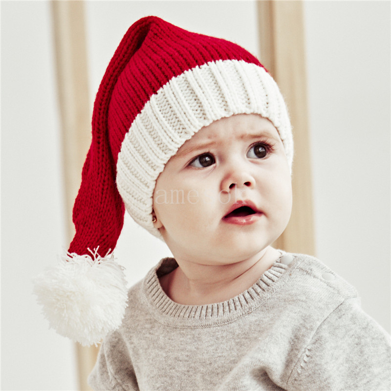Winter Hairball Parent-child Knitted Hats Party Favor red Mother Baby woolen yarn hat Winters keep warm knitting cap DE863
