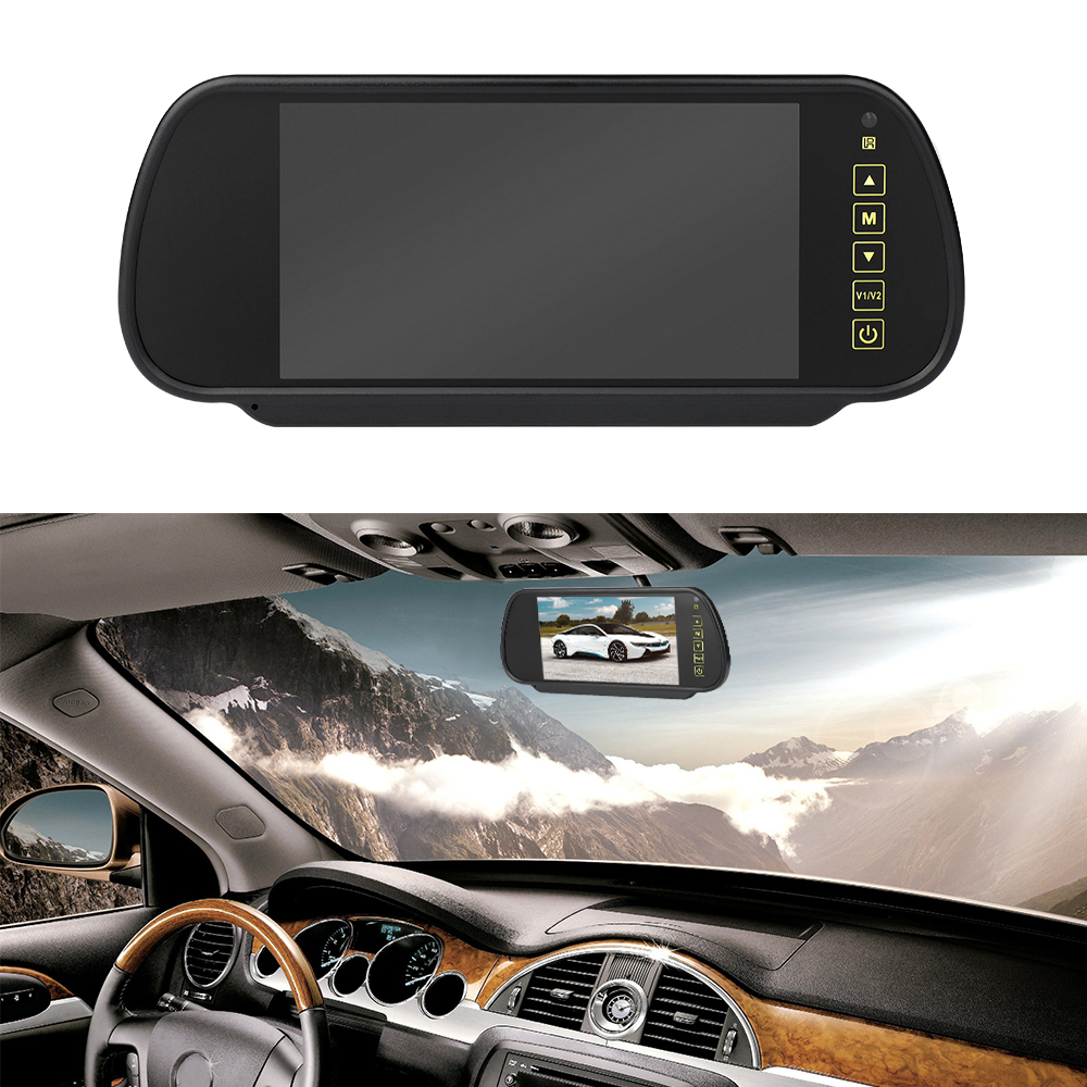 7 inch TFT LCD Screen Car Video Monitor Reverse Parking System Rearview Mirrors Night Vision Rearview camera optional
