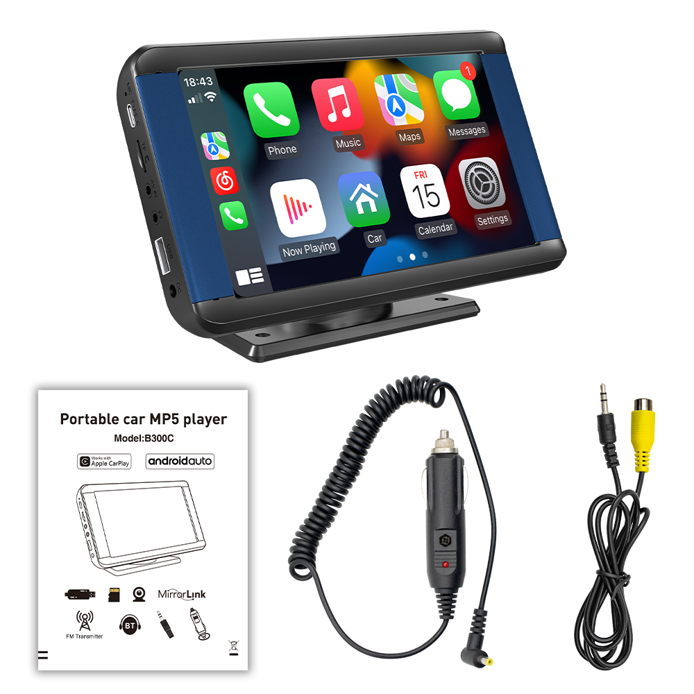 7inch Portable Wireless Car Video Monitor MP5 Player Auto Desktop Monitor HD IPS Touch Screen Carplay Phone Interconnected Mirrorlink Interface C25101