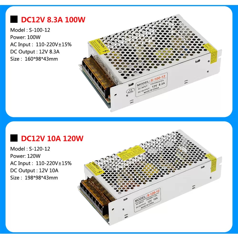 Lighting Transformers AC110V 220V to DC12V Power Supply Adapter 1A 3A 5A 8A 10A 15A 20A 25A 30A 40A 50A LED Strip Switch Driver