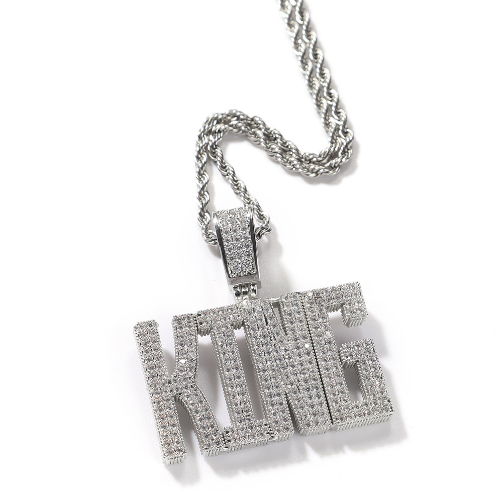 TopBling Hip Hop A-Z Custom Letters Pendant Necklace 5A Zircon 18K Real Gold Plated Jewelry
