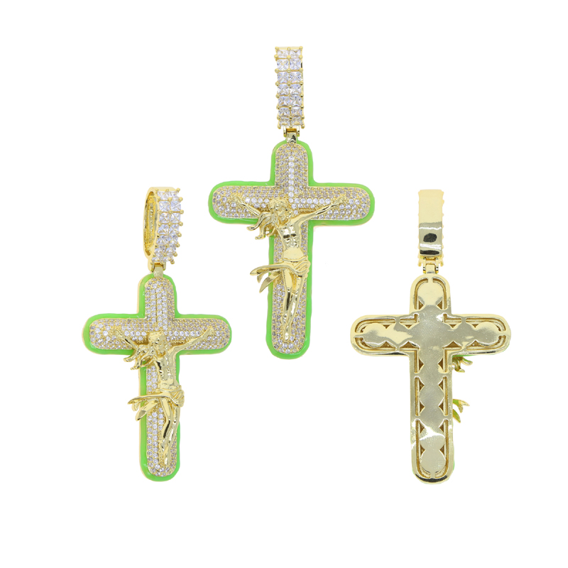 Hip Hop Cross Pendant Tennis Chain, 5A Zirconia Iced Out Bg Necklace, Men Women HipHop Jewelry
