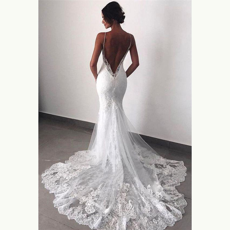 Charming White Mermaid Lace Open Back Bridal Wedding Gowns Spaghetti Straps Appliqued Wedding Dresses for Bride Formal Dress, Red
Charming White Mermaid Lace Open Back Bridal Wedding Gowns Spaghetti Straps Appliqued Wedding Dresses for Bride Formal Dress, Red