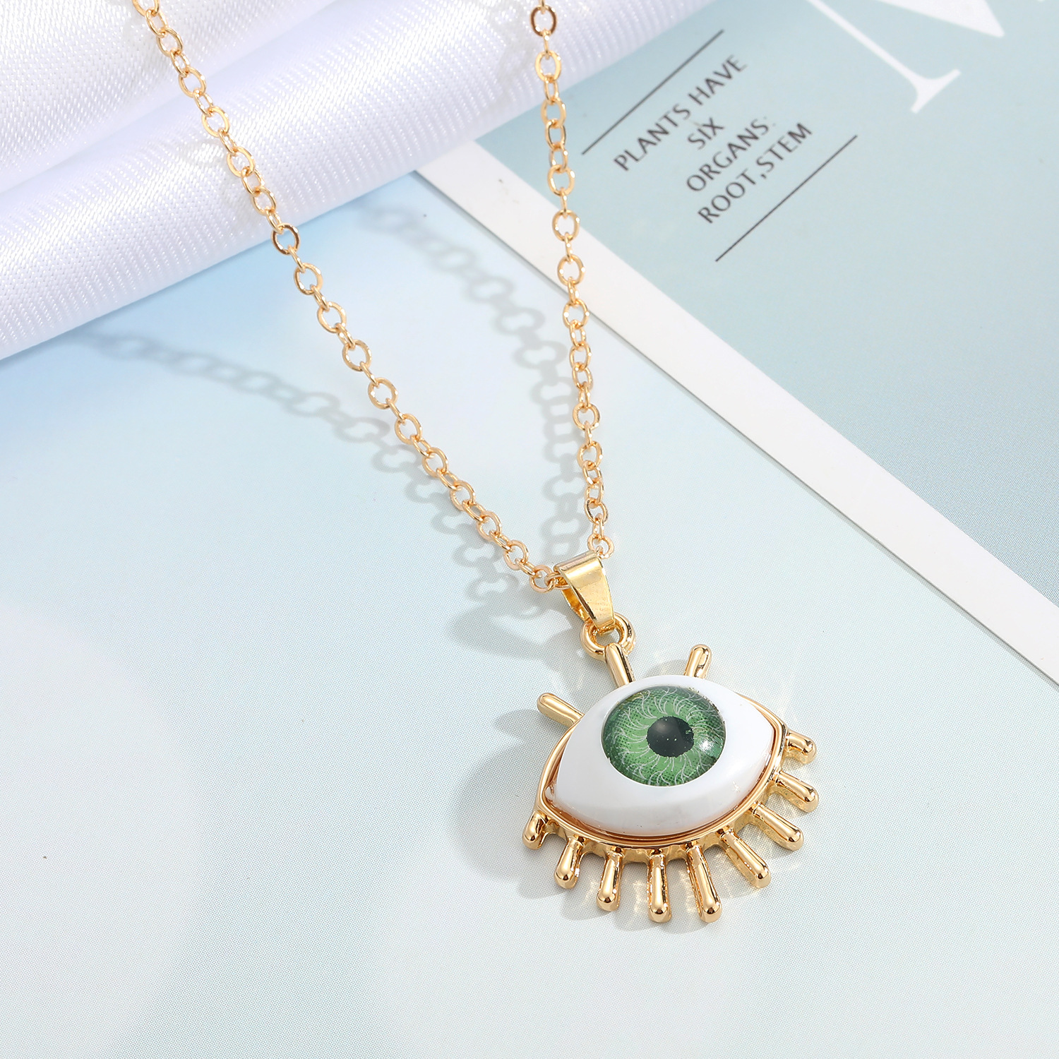 Resin Evil Eye Pendant Necklaces For Women Gift Jewelry Colored Eyelash Turkish Blue Eye Sweater Clavicle Chain Necklace