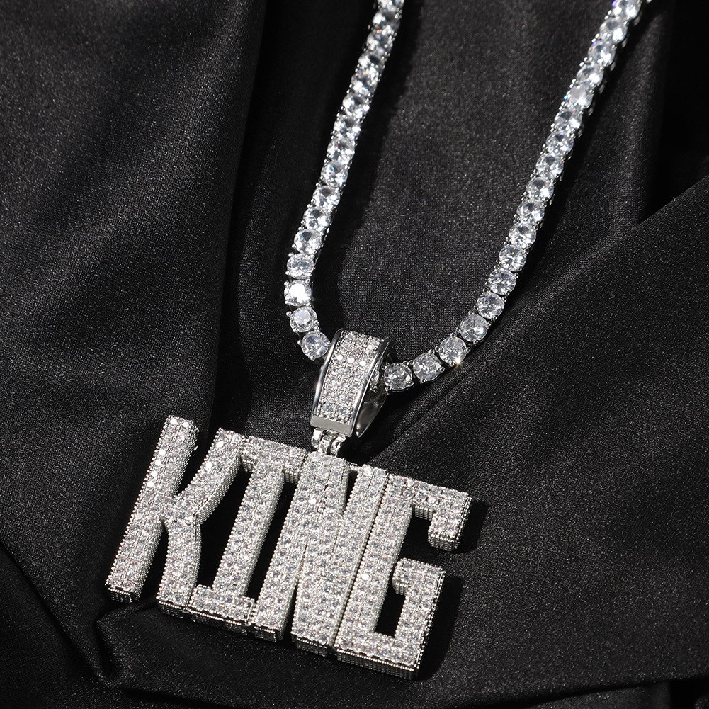 TopBling Hip Hop A-Z Custom Letters Pendant Necklace 5A Zircon 18K Real Gold Plated Jewelry