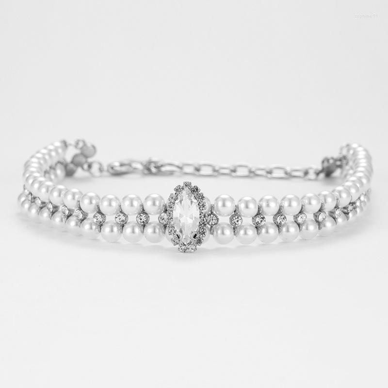 Dog Collars Cat Pearl With Crystal Rhinestone Necklace Adjustable PU Leather Neck Strap For Small Dogs Accessories