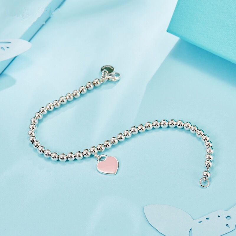 100% S925 Sterling Silver Beaded Tag strands charm bracelets Pink Love Bead Bracelet for women Holiday Gift Luxury Jewelry Exquisite Fashion Classic blue round ball
100% S925 Sterling Silver Beaded Tag strands charm bracelets Pink Love Bead Bracelet for women Holiday Gift Luxury Jewelry Exquisite Fashion Classic blue round ball