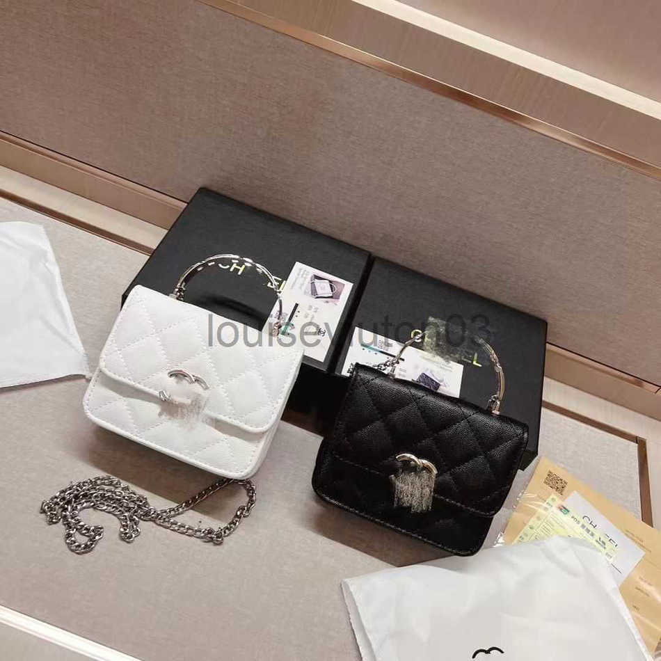 

Designer Channel Bag Tote Shoulder Handbag Casual Fashion Brands Luxurious Mens Womans New Chain Messenger Enamel Handle Small Waste Rhombic Chain Mini Caviar Bag, Original standard gift box black