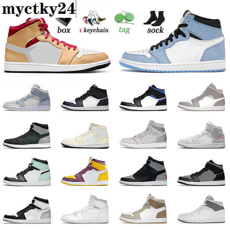 Womens Sneakers 1 1s Basketball Shoes Jumpman Diamond Shorts Stage Haze Patent Royal University Blue Coconut Milk Mens Outdoor Sports