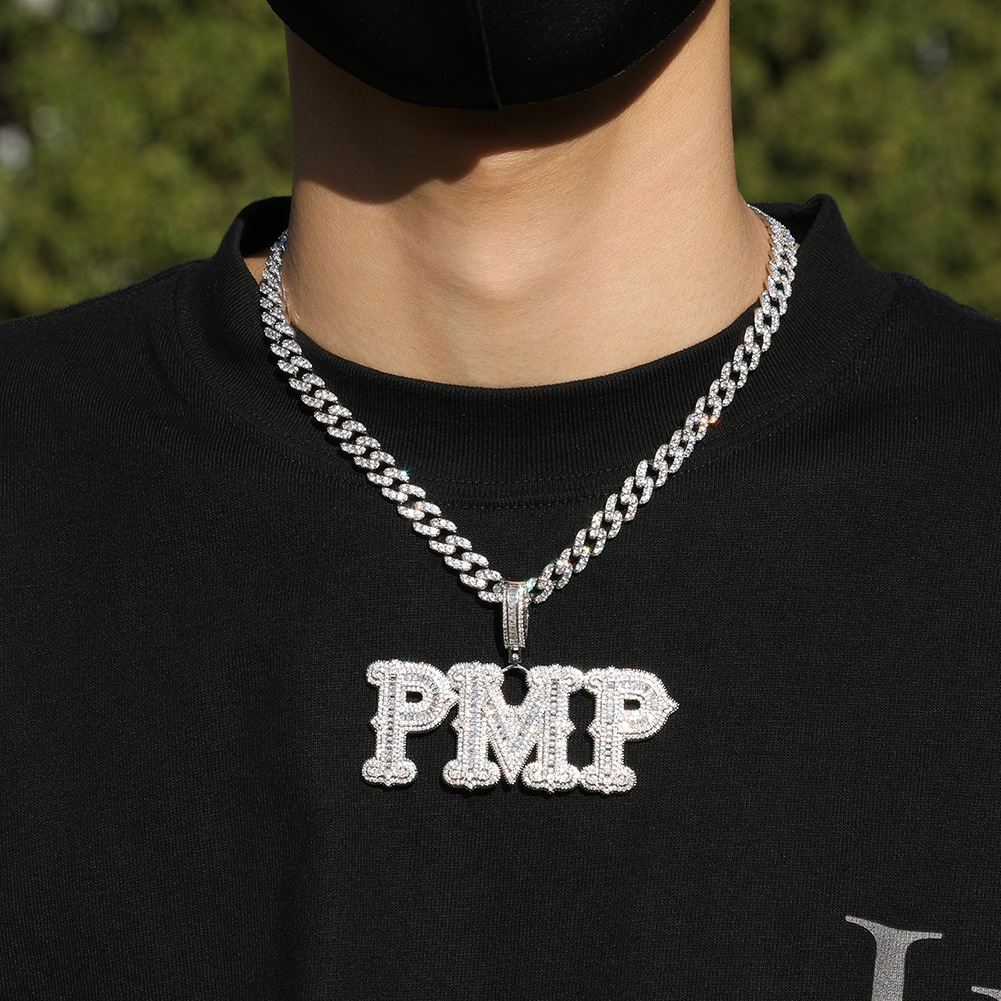 TopBg A-Z Custom Name Letters Pendant Necklace Iced Out Real Gold Plated Hip Hop Jewelry