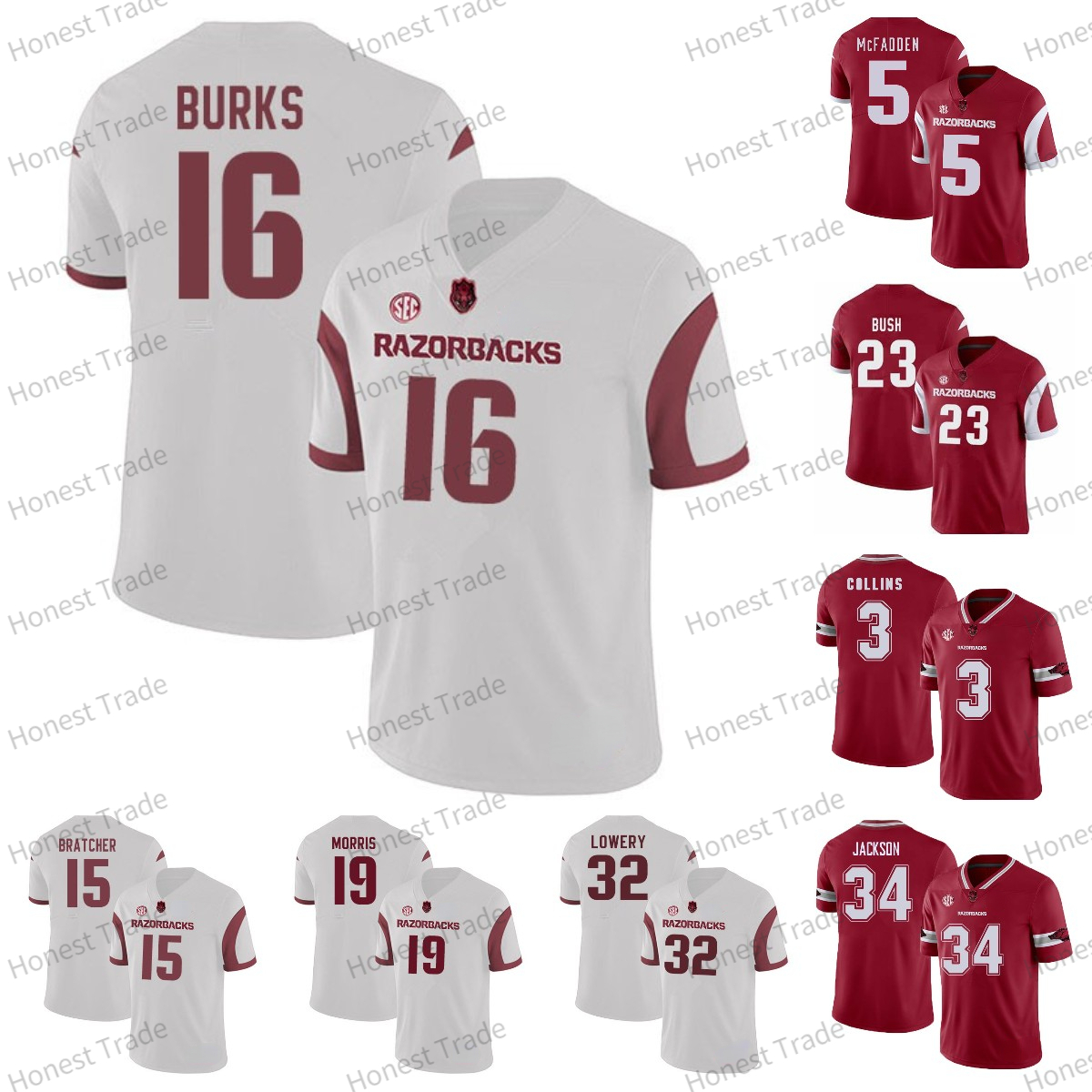 American College Football Wear Custom Arkansas 5 Darren McFadden Football Jersey Burks KJ Jefferson 5 Rakeem Boyd 23 Devin Bush 28 Andrew Parker NCAA College Jerseys, Red jersey style 1
American College Football Wear Custom Arkansas 5 Darren McFadden Football Jersey Burks KJ Jefferson 5 Rakeem Boyd 23 Devin Bush 28 Andrew Parker NCAA College Jerseys, Red jersey style 1
