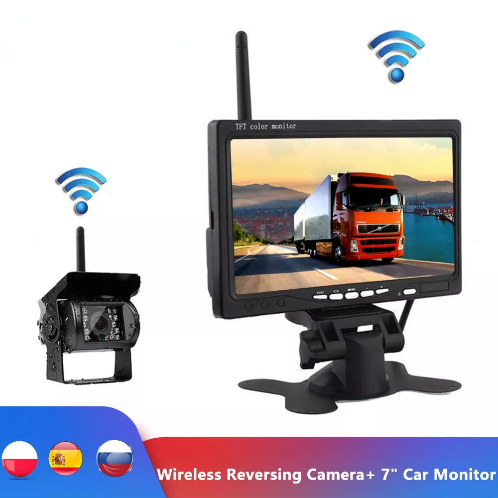 Wireless Reverse Reversing Camera 7 inch HD LCD Car Monitor for Truck Bus Caravan RV Van Trailer Vehicle Rear View Camera