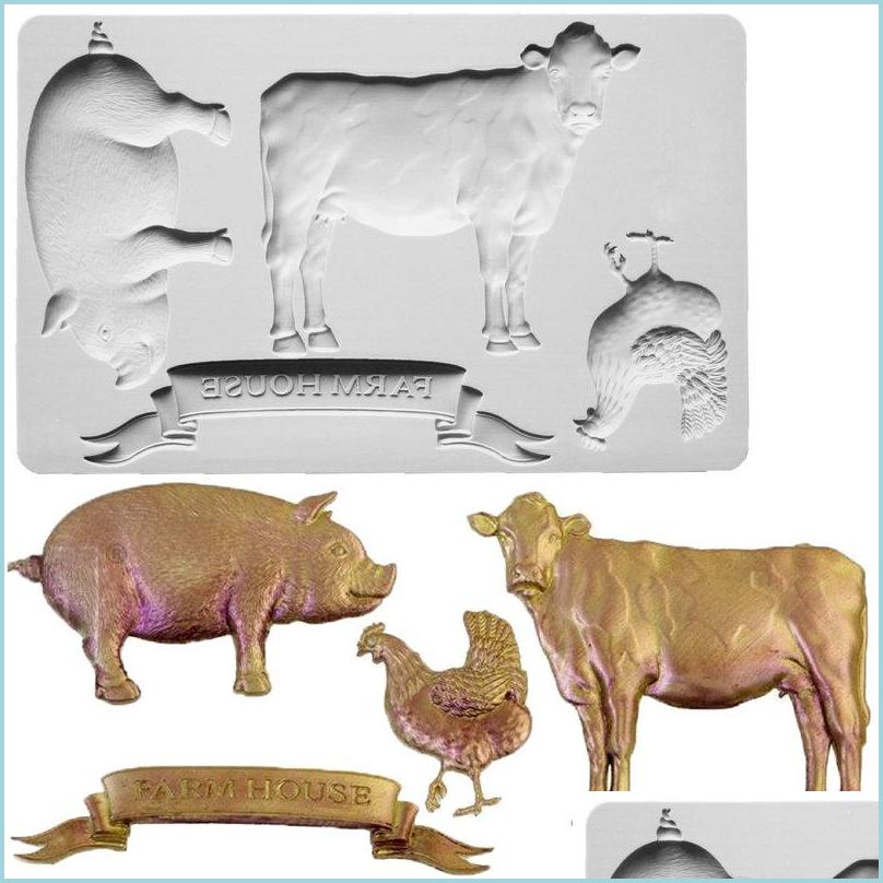 

Baking Moulds Baking Tools Animal Farm Pig Cow Chicken Chocolate Mold Fondant Cake Sile Decoration Accessories 220601 Drop Delivery Dhiyg