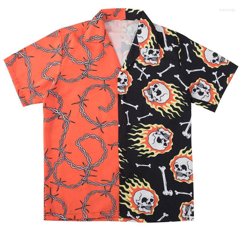 Men's Casual Shirts Men's Hawaiian Skull Chain Bone Print Color Block Patchwork Streetwear Short Sleeve Hip Hop Button Down Tops, 201258b
Men's Casual Shirts Men's Hawaiian Skull Chain Bone Print Color Block Patchwork Streetwear Short Sleeve Hip Hop Button Down Tops, 201258b