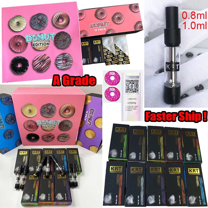 A Grade KRT Donut Edition Premum Vape Cartridges Atomizers Ceramic Coil 10 Strains Black Round Cartridge 510 Thread Glass Tank Oil Carts Vaporizer Packaging Empty
A Grade KRT Donut Edition Premum Vape Cartridges Atomizers Ceramic Coil 10 Strains Black Round Cartridge 510 Thread Glass Tank Oil Carts Vaporizer Packaging Empty