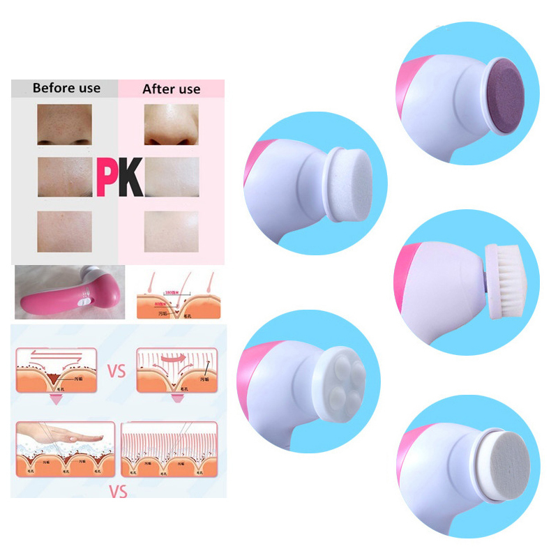 Cleaning Tools Accessories 5 IN 1 Face Cleansing Brush Electric Cleaner Wash Machine Spa Skin Care Massager Blackhead Cleanser 221027