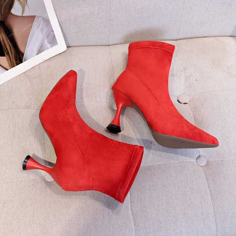 Boots 85Cm Ultra High Heel Short Autumn And Winter Stiletto Oversized Women Purple Suede Fashion Shoes J220923