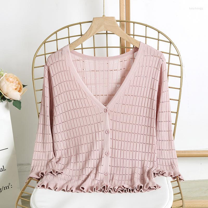 Women's Knits Women's & Tees Cardigan Women Korean Long Sleeve Cropped Tops Summer Knitted V Neck Button Thin Ice Silk Sweaters, Black
Women's Knits Women's & Tees Cardigan Women Korean Long Sleeve Cropped Tops Summer Knitted V Neck Button Thin Ice Silk Sweaters, Black