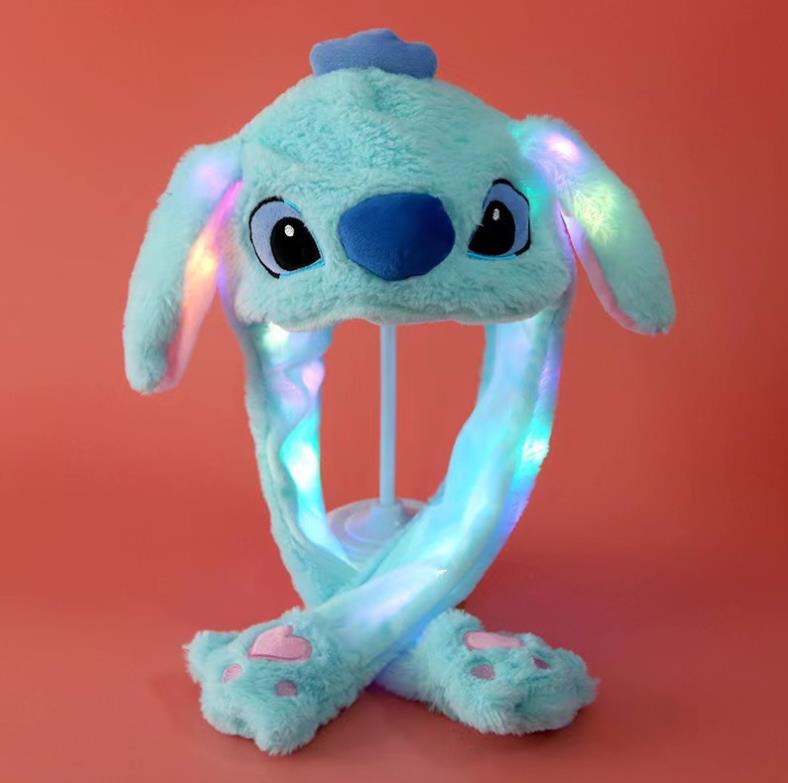 Light Up Wild Animal Plush Hat with Moving Ears Led Flashing Jumping Warm Cap Halloween Christmas Birthday Favor Fits Kids Adults