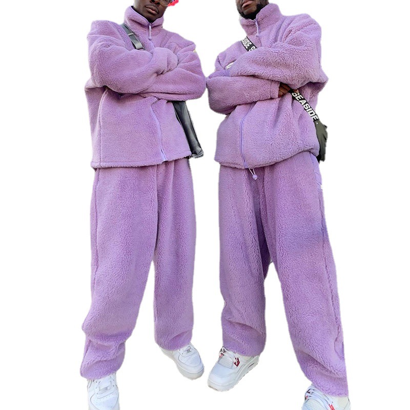 Men's Tracksuits Plush Two-piece Slim Fit Trend Leisure Sports Fashion Suit Autumn Winter, Purple
Men's Tracksuits Plush Two-piece Slim Fit Trend Leisure Sports Fashion Suit Autumn Winter, Purple