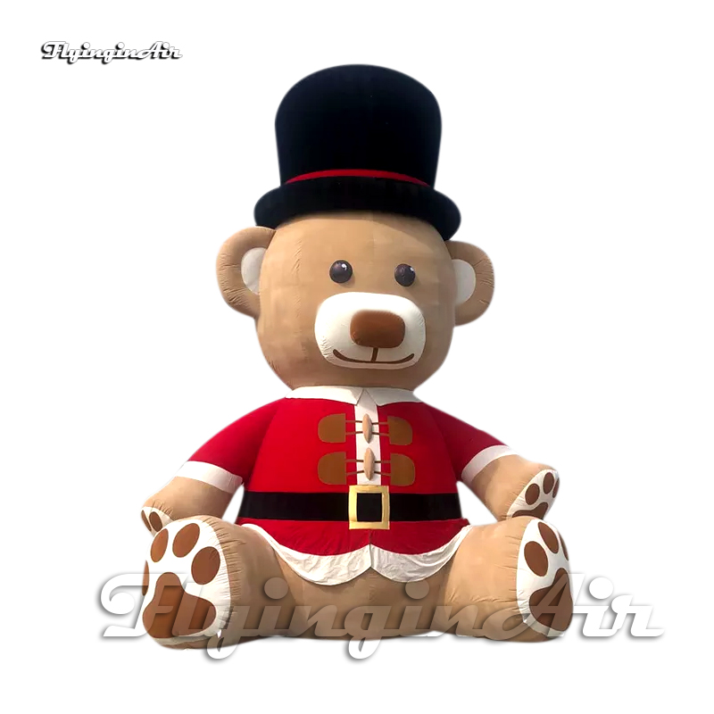 Large Plush Inflatable Brown Bear Christmas Cartoon Animal Model Cute Air Blow Up Teddy Bear Mascot Balloon For Outdoor Xmas Decoration