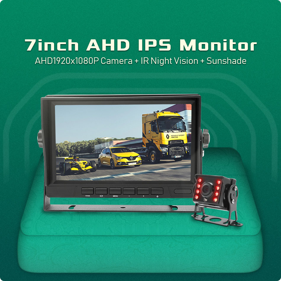 7 inch AHD 1080P IR Rear View Camera Truck Waterproof High Definition Vehicle IPS Monitor Sunshade For Car Bus